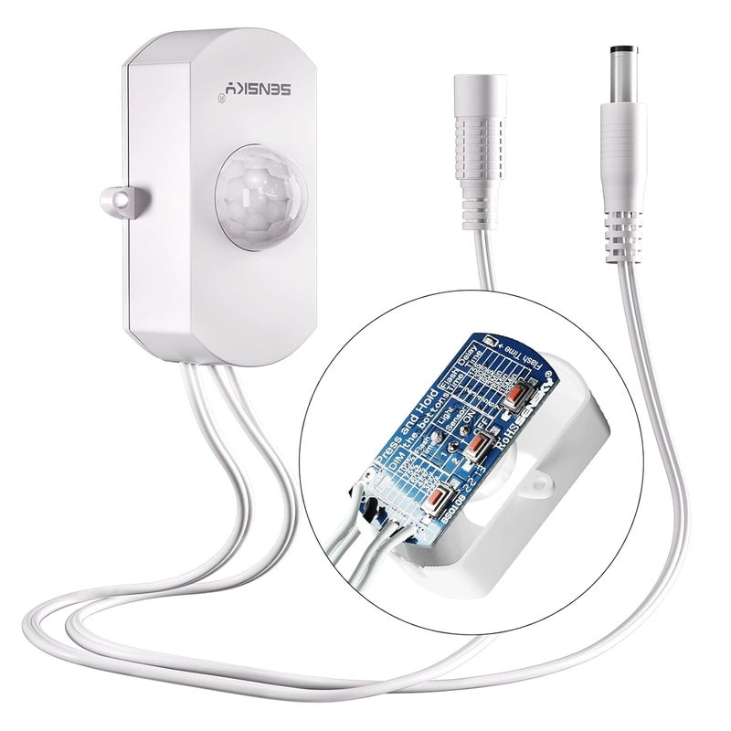 Sensky BS010BW محول DC 12 فولت إلى 24 فولت 3A مفتاح استشعار الحركة القابل للتعتيم لمصابيح LED، خزانة المطبخ (أبيض) - Image 1